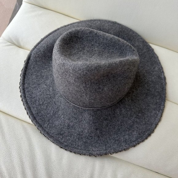 $445 Gigi Burris Women's Gray Drake Asymmetrical Wool Felt Bead Fedora Hat O/S - Picture 5 of 6